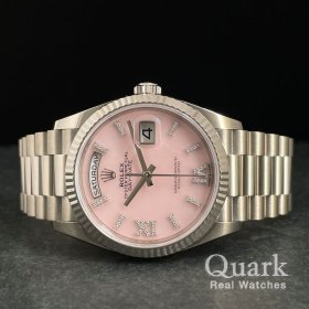 ロレックス デイデイト36 Ref.128239 ピンクオパールローマVI&IXダイヤ