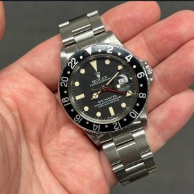 ロレックス GMTマスターI 16750 ブラックベゼル フチありダイヤル MK2ベゼル